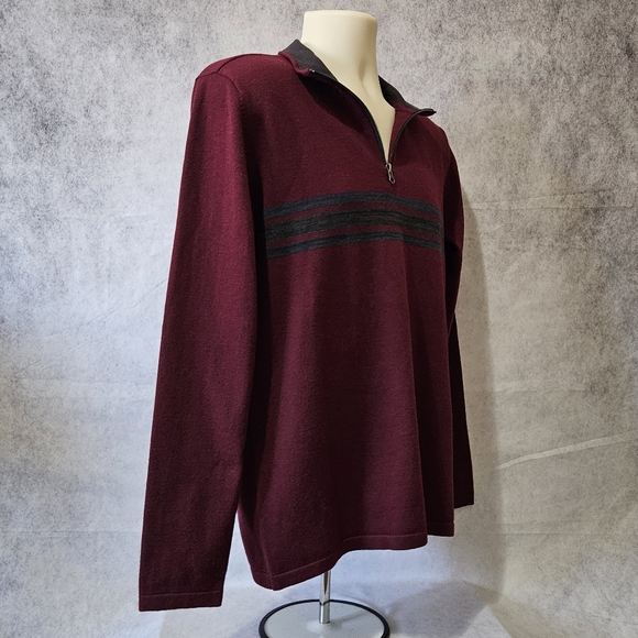 Prana Holberg Maroon Pullover 1/4 Zip Long Sleeve Sweater - Picture 5 of 11